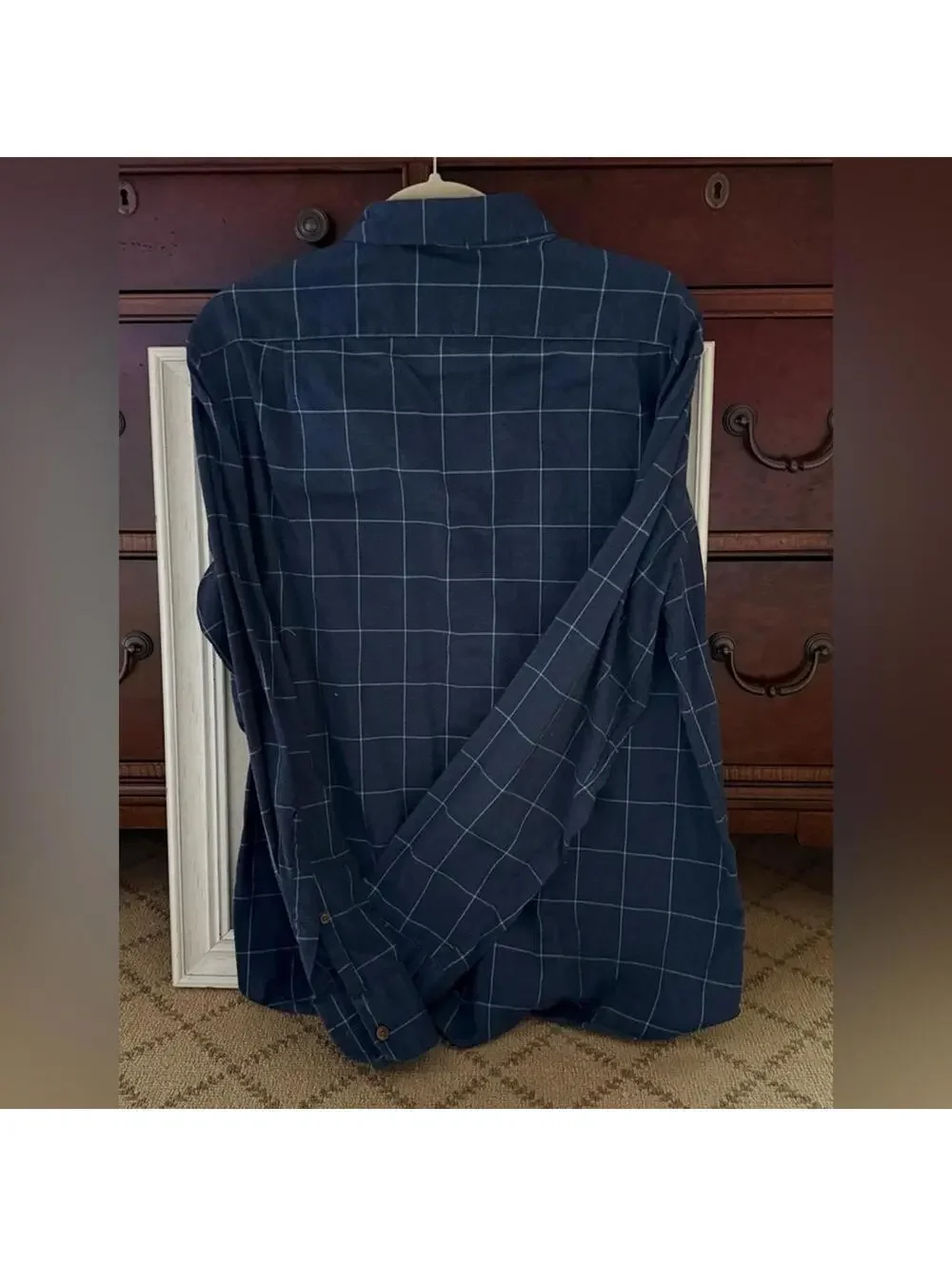 J. Crew SLIM FIT L navy check long sleeve button down shirt L
